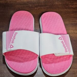 Reebok Pink and White Slides